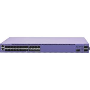 ExtremeSwitching X590 base unit with 24 1Gb/10GB SFP+ ports, 1 10Gb/40GB QSFP+ port, 2 10Gb/25Gb/40Gb/50Gb/100GB capable QSFP28 ports