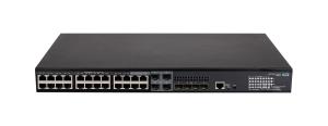 FlexNetwork 5140 24G PoE+ 4SFP+ EI Switch, (24) RJ-45 autosensing 10/100/1000 ports, (4) SFP+ fixed 1000/10000 SFP+ ports