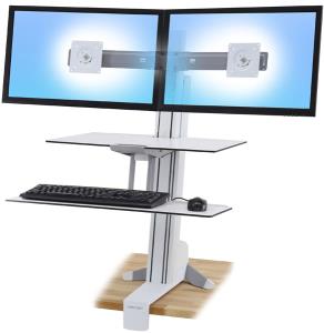 Monitor Mount - WorkFit-S - Desk - 2 monitor - Workstation with Worksurface - Rotate - Up to 24in - White