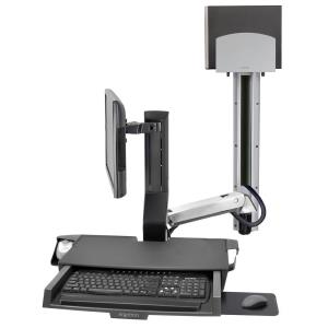 Keyboard & Monitor Mount - SV Combo System with Worksurface & Pan, Medium CPU Holder - 1 monitor - Tilt/Pan/Rotate - up to 24in - Aluminium