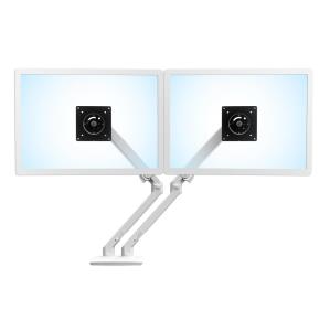 MXV Desk Dual Monitor Arm (white) with Two-Piece Clamp