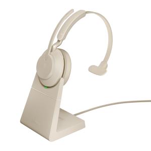 Headset Evolve2 65 UC - Mono - USB-A / BT - Beige - with Desk Stand
