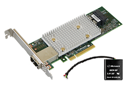 SmartRAID 3100 Series with 8 internal / 8 external SAS/SATA ports in LP/MD2, 4GB DDR4, integrated cache backup