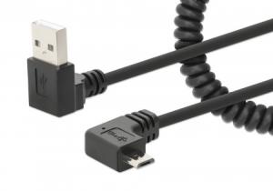 USB-A TO Micro-USB Cable 1m- Curly Male/Male Black Usb 2.0