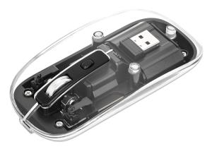Wireless Rechargeable Mouse - Optical - USB - Transparent/Black
