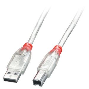 Cable - USB2.0 Type A Male To USB Type-b Male - Transparent - 5m
