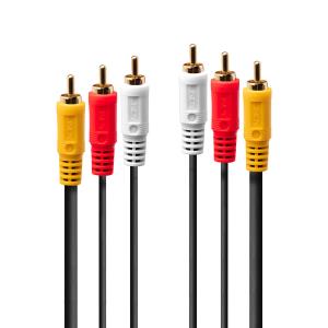 Audio Cable Premium - 3 X Phono Male To 3 X Phono Male - 5m - Black