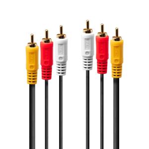 Audio Cable Premium - 3 X Phono Male To 3 X Phono Male - 15m - Black