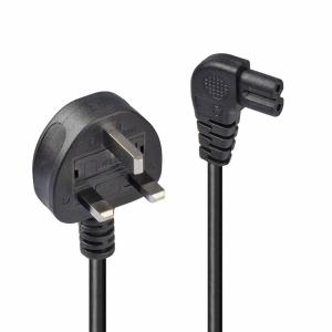 Extension Cable - Uk 3 Pin Plug To Right Angled Iec C7 - Black - 50cm
