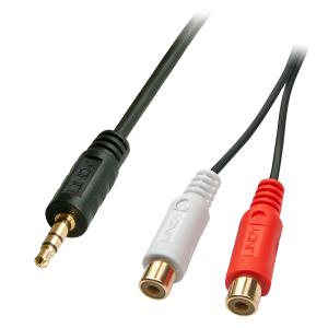 Adapter Cable Audio/video - 3.5mm Jack Female - 2xrca Female - Black - 25cm
