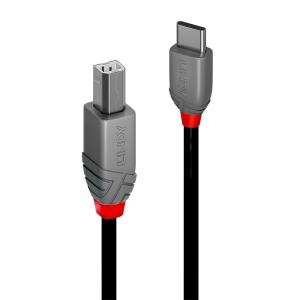 Cable - USB 2.0 - USB-c Male - USB-b Male - Anthraline  - 1m