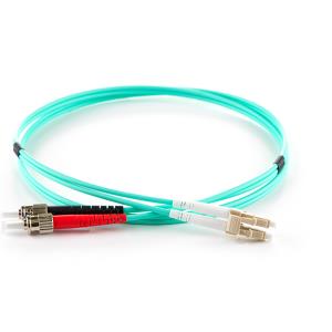 Duplex Fibre Optic Patch Cable - Lc To St 2m 50/125 Om3 Aqua