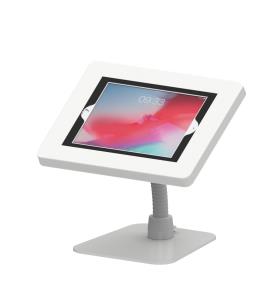 Premium Security Kiosk Stand W/ Gooseneck Tabletop Mount (white)
