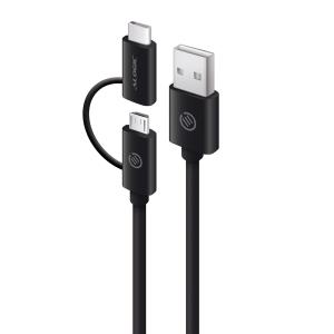 USB 2.0 USB-A to USB-C & Micro USB-B Combo Cable for Charge & Sync - Male to Male - 1m